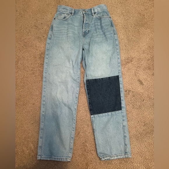 Pacsun Blue Jeans with Dark Patch Women’s Size 25 High Rise Straight - Picture 1 of 7